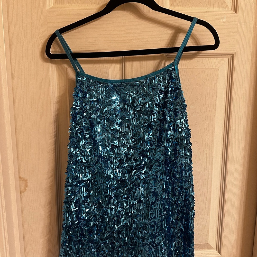 Blue Sequin Mini Dress